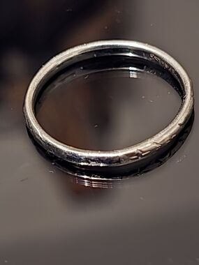 Antique Art-Deco 18k White Gold Hand Engraved Wedding Band Stamped LOHENGRIN 18K
